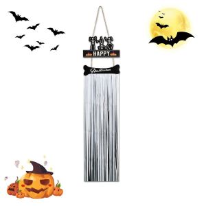 DUOJI สร้างสรรค์และสร้างสรรค์ ป้ายไม้ตกแต่งฮาโลวีน สีสันสดใส เทียมเทียมเทียม ที่แขวนประตู อุปกรณ์งานเทศกาล ตลกๆ พู่ห้อยไหม บ้านในบ้าน