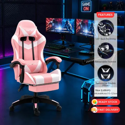 DECCO Ergonomic Gaming Chair With Back Reclining 135º Backrest Latex Double Cushion and Footrest For Streamers Office Study Gaming Chair Kerusi Gaming Ergonomik - Fulfilled by DECCO SHOP