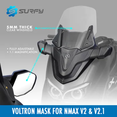 Nmax V2 Voltron Mask with Side Mirror And Visor Carbon Design