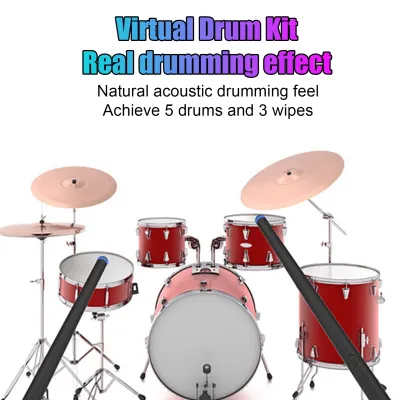 Air Electronic Drum Somatosensory Portable Practice Toy for Kids Adults Virtual Drum Stick with Lifelike Effect and BT Connection