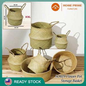HP SO029 Flower Pot Storage Basket Plant Flower Pots Woven Handheld Toy Useful Environmental Protection Rattan Straw Pasu Pokok Bunga Rotan Rattan Bakul Rotan Artificial Plant Pot Handmade Home Deco