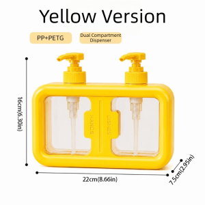 ALENEE Dual Grid Dual Chamber Soap Dispenser Press Pump Dual Compartment Countertop Soap Dispenser Versatile Separate Storage Wall Mount Soap Dispenser Bathroom