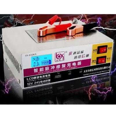 Cas Charger Aki Mobil Motor Truck Elektrik 12V 24V 10A Otomatis LCD