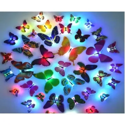 ✅100% Original J&S Butterfly LED Night Light Bedroom Decor Butterfly Wall Stickers Glowing 3D