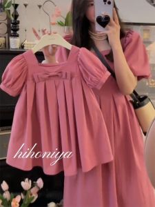 Parent Child Dress Mother and Daughter Same Pink Explosive Street Fashionable Korean rens