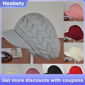 【Heabety】 Women Knitted Hat Winter Warm Knitted Baggy Beret Beanie Hat Ski Hat