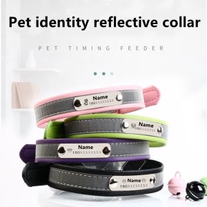 Leather Personalised Dog ID Collar and Tie Pet Cat Custom Engraved Name ID Tag Puppy Soft Dog Collar With Names - Lazada