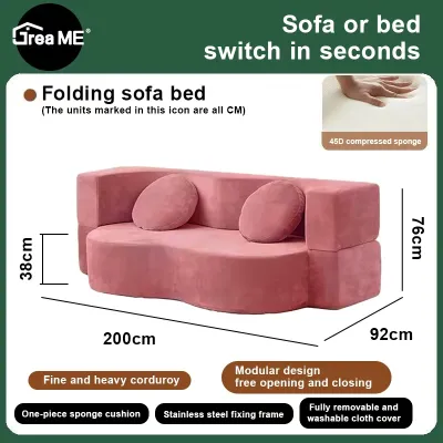 【10 Years Warranty】DreaME Furniture 2in1 convertible folding sofa bed full sponge roll pack compressed fabric sofa no assembly twin sleeper sofa with pillows Applicable to Futon Couch for Small Space Living Room/Guest Room/Apartment/Home Office