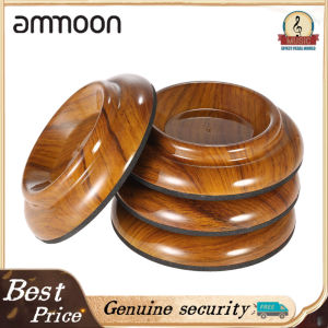 ammoon Xtahdge 4pcs/set Double Round Acrylic Upright Piano Caster Cup Rose Wood Pattern with EVA Anti-Slip Mat