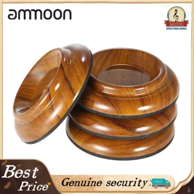 ammoon Xtahdge 4pcs/set Double Round Acrylic Upright Piano Caster Cup Rose Wood Pattern with EVA Anti-Slip Mat