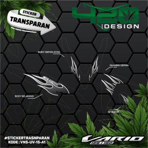 Stiker Stiker UV Transparan Honda Vario New 125 150 cc Tahun 2019 Motif Api Custom - List Striping Transparan Vario 150 New Kode VNS-UV - 420 Design