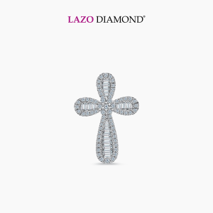 LAZO DIAMOND Graceful Reflection Cross Diamond Pendant in 375/9K White Gold