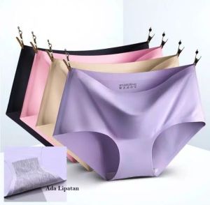 3 PCS CELANA DALAM WANITA SEAMLESS WANITA POLOS TANPA JAHITAN/ ICE SILK PANTIES TANPA JAHITAN