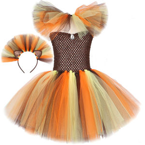 11.11 Girls Lion King Costume Holiday Party Tutu Princess Dresses Fancy Animal Cosplay Carnival Halloween Costume for Kids Clothes Set h2610