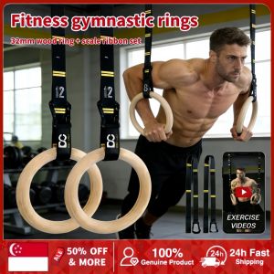 Wood Gymnastic Rings with Quick Adjust Numbered For Gym Strength Training Gym Rings home Gym