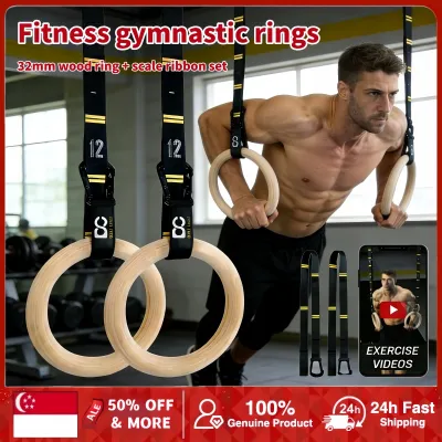 Wood Gymnastic Rings with Quick Adjust Numbered For Gym Strength Training Gym Rings home Gym