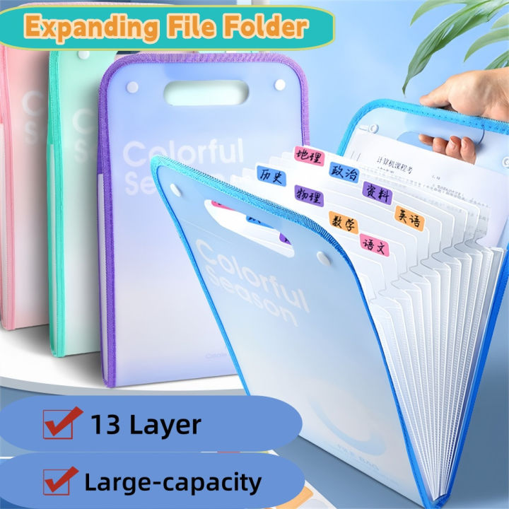 2pcs Expanding A4 File Document Storage Bag With Labels 13 Layer Folder ...