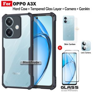 Paket 4in1 Case Oppo A3x A3 2024 Shockproof Fusion Free Anti Gores Layar Camera Dan Garskin Belakang