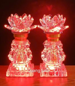 ĐÈN THỜ PHA LÊ BÔNG SEN THÍCH HỢP CÁC BAN THỜ BÀN PHẬT QUAN ÂM TÀI ĐỊA... ( 1 CẶP)