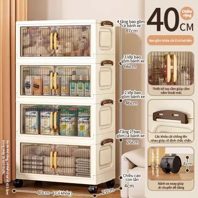 Tủ đựng đồ đa năng tủ đựng đồ nhựa gấp gọn chất liệu nhựa PP cửa chống bụi hai lớp