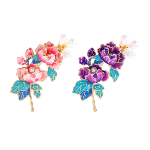 Elegant Peony Brooch Pin for Women with Realistic Designs and Pearls Detail Ornament for Enhancing Your Wardrobe