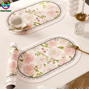 Leather Placemat Oval Shape Mat For  Kitchen Waterproof Oil Proof Thermal Placemat Table Western Food Plate Pad