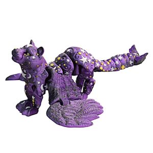 BLESSFUL Oint Movable 3D Printing Lion Creative Design Simulation Animal Creative Lion with Wings Star Moon with Wings Simulation Lion Model Kids Toy