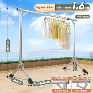 Giá INOX Gấp Gọn Cây phơi đồ Siêu Bền Chiều dài Phơi quần áo 1M6~2M4 Phù hợp cho sử dụng trong nhà và ngoài trời