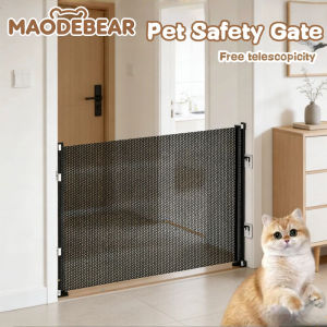 MAODEBEAR Pet Fence Retractable Mesh Adjustable Room Divider & Portable Barrier for Dogs and Cats Safety Gate