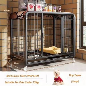 Sturdy Steel Large Indoor/Outside Dog Cage With Poop Tray And Wheels Heavy Duty Dog Cage Dog House