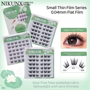 NIKUNX ชุดต่อขนตาขนตาปลอมน้ำตาสีฟ้าไร้กาวขนตาปลอมไร้ฉลากสำหรับขนตาปลอม36กลุ่มสำหรับผู้หญิง