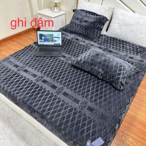 Bộ Ga Gối Nỉ Nhung COCO in Nổi Hoạ Tiết Mẫu Mới 2024 |Chất Liệu Dày Dặn Mềm Mịn Ấm Áp Kích Cỡ m6/m8/2m2 [Đỏ đô]