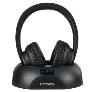 RETEKESS TA006 Wireless Headphone Stereo for TV Watching TV Headphones with Charging Dock Power Display 3.5mm AUX RCA Coax-in