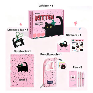 Wool Kitten Stationery Gift Set Aesthetic Journal Kit for Girls Complete School Supplies Box Cute Pencil Case Exquisite Birthday Reward Gift for Students