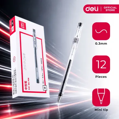 Deli 0.3mm Mini Tip Gel Pen Smooth Writing Black 12pcs/box S40
