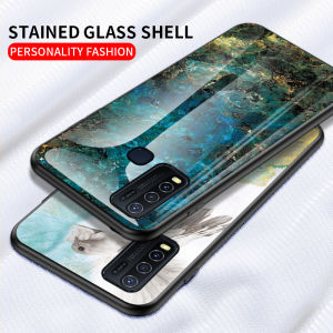 GFAITH for VIVO Y50 Y30 Y30i Case Marble Glass Casing VIVO Y30 Hard Phone Case Silicon Soft Edges