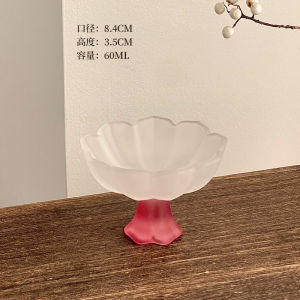 高颜值琉璃粉莲花盏灯杯家用高脚喝茶杯简约品茗杯个人专用主人杯