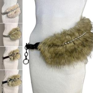 Furry Furs Patchworked Belt Aesthetic Corset with Rivet Studded Daily Waistband Wide Belt Waist Cincher for Formal Event