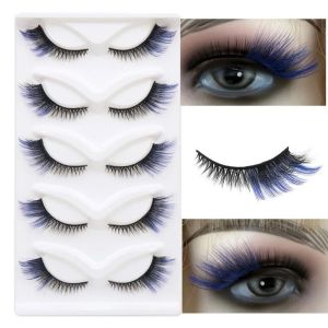MICACOH Fluffy Colored Anime Lashes 3D Mink Soft Faux Mink Wispy Lashes Simulation Lightweight Cat Eye False Eyelashes Daily Wear