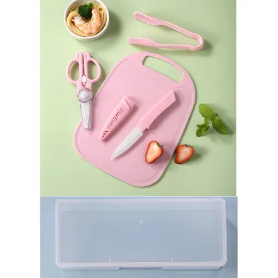 Ceramic Stainless Steel Food Scissors with Travel Case Toddler baby Kids Scissor With Box