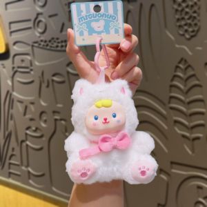 LANGJ หลากสีสัน ของเล่นตุ๊กตาแขวน CP ท่านั่ง ตาโต จี้ CP รูปเทวดาและปีศาจ คีย์เชนขนฟู การ์ตูน ตุ๊กตาพวงกุญแจน่ารัก คู่รัก