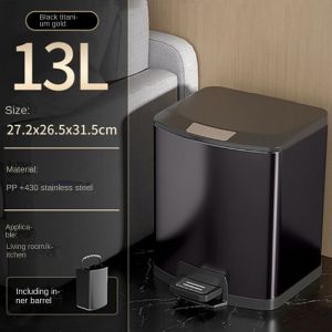 7/10/13/18L Household Stainless Steel Pedal Trash Can With Slow Down Close Cover for Kitchen Bath garbage bin with Separate Inner Bin
