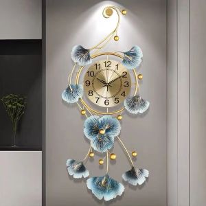 Geometric Metal clock Modern Gold Ginkgo Leaf Luxury Wall clock Jam Hiasan Dinding Frame Set Acrylic Jam Jawi Khat Kufi KYK 挂钟