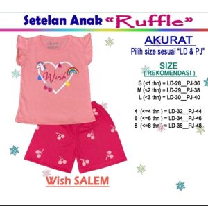 Baju Setelan Harian Anak  Perempuan 1-8 Tahun model Ruffle Kelfi