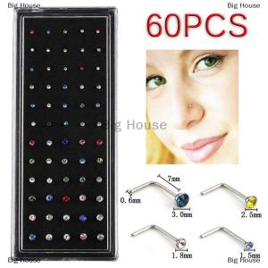 [COD] Big House เครื่องประดับเจาะเหล็กรูปกระดูกแหวนพลอยเทียมสไตล์ L 60ชิ้น