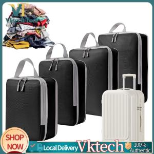 【Vktech】 4 Set Waterproof Travel Luggage Organizer Expandable Luggage Packing Organizer for Organizing Clothes