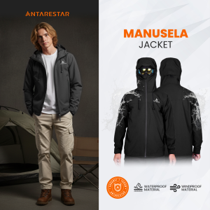 Jaket Gunung Gorpcore Manusela Waterproof Jaket Pria Wanita Hiking Gunung Windbreaker Outdoor