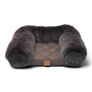 Pupkits Noble Pet Bed | Soft Faux Fur Square Couch Lounger for Dogs & Cats | Luxury Plush