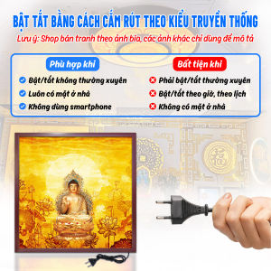 Đèn Hào Quang Phật A Di Đà In Tranh Trúc Chỉ Vuông Trang Trí Phòng Thờ Bàn Thờ Treo Tường TC-TV-11
