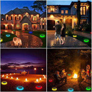 SXH Solar Wall Light Round Lamp Indoor LEDRGB Ground-mounted Courtyard Landscape Garden Lawn Light IP65 Waterproof